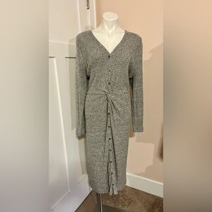 Loft Gray Knit Button-Down Dress